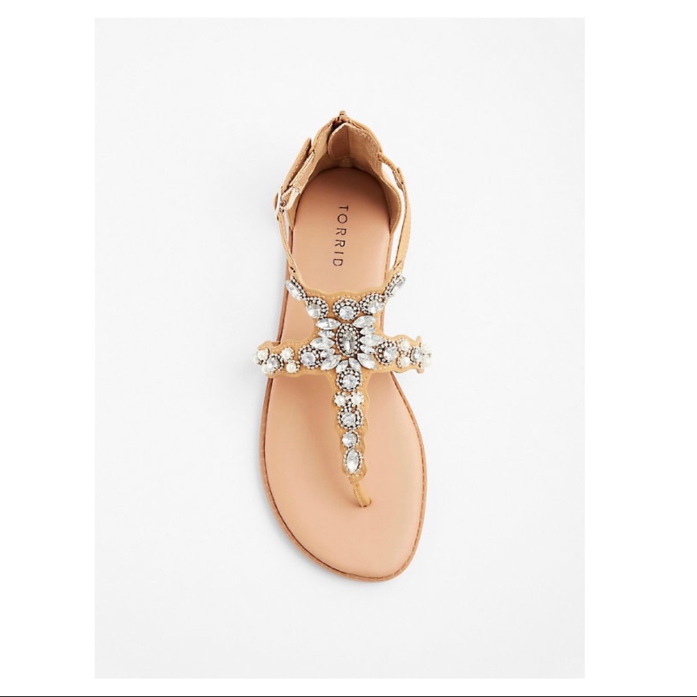 BLACK Faux Leather & Rhinestone Sandal